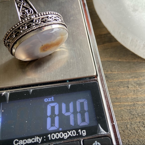 HUGE MONTANA AGATE STERLING SILVER RING - Picture 8 of 9